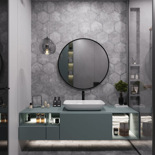 Coin Gray 9 x 10 Matte Porcelain Hexagon Tile - Sample