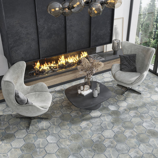 Slate Gray 9 x 10 Matte Porcelain Hexagon Tile - Sample