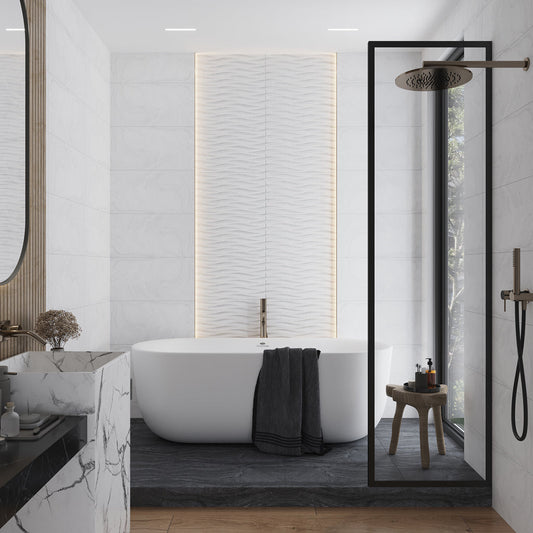 White 12 x 24 Matte Porcelain Large Tile - Sample