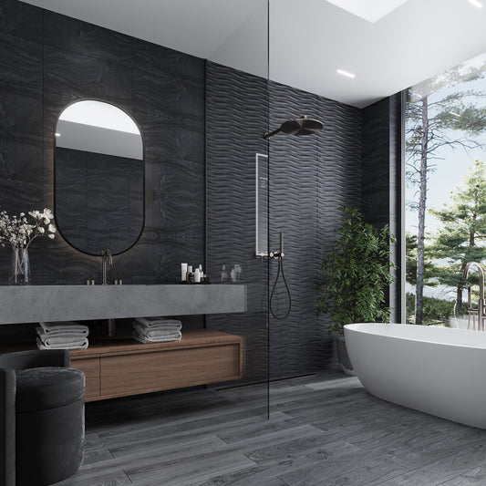 Coal Black 12 x 24 Matte Porcelain Large Tile