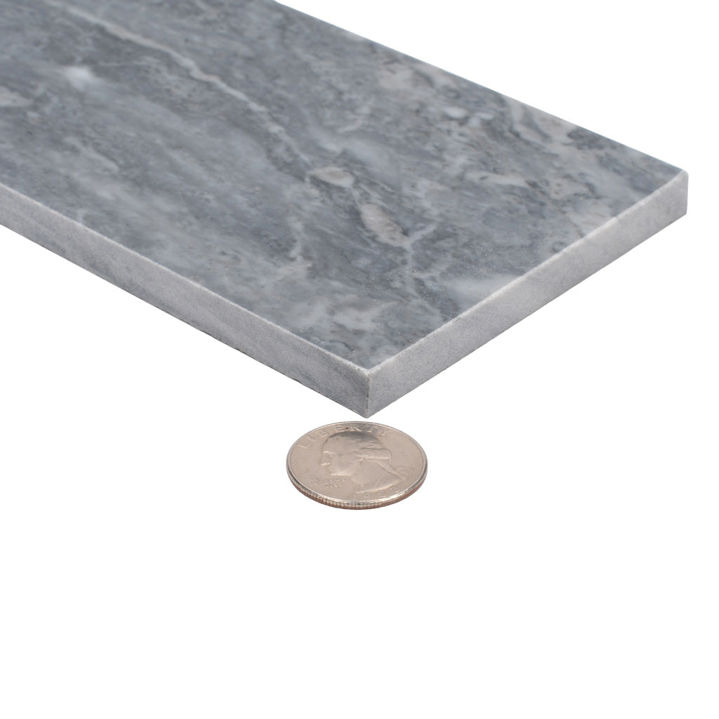 Gray 4 x 12 Polished Marble Subway Tile