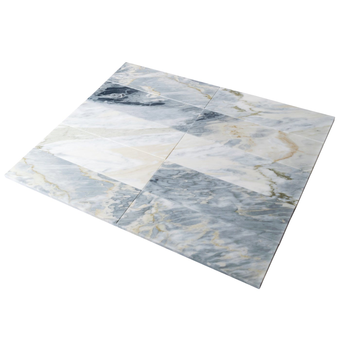 Gray 4 x 12 Polished Marble Subway Tile