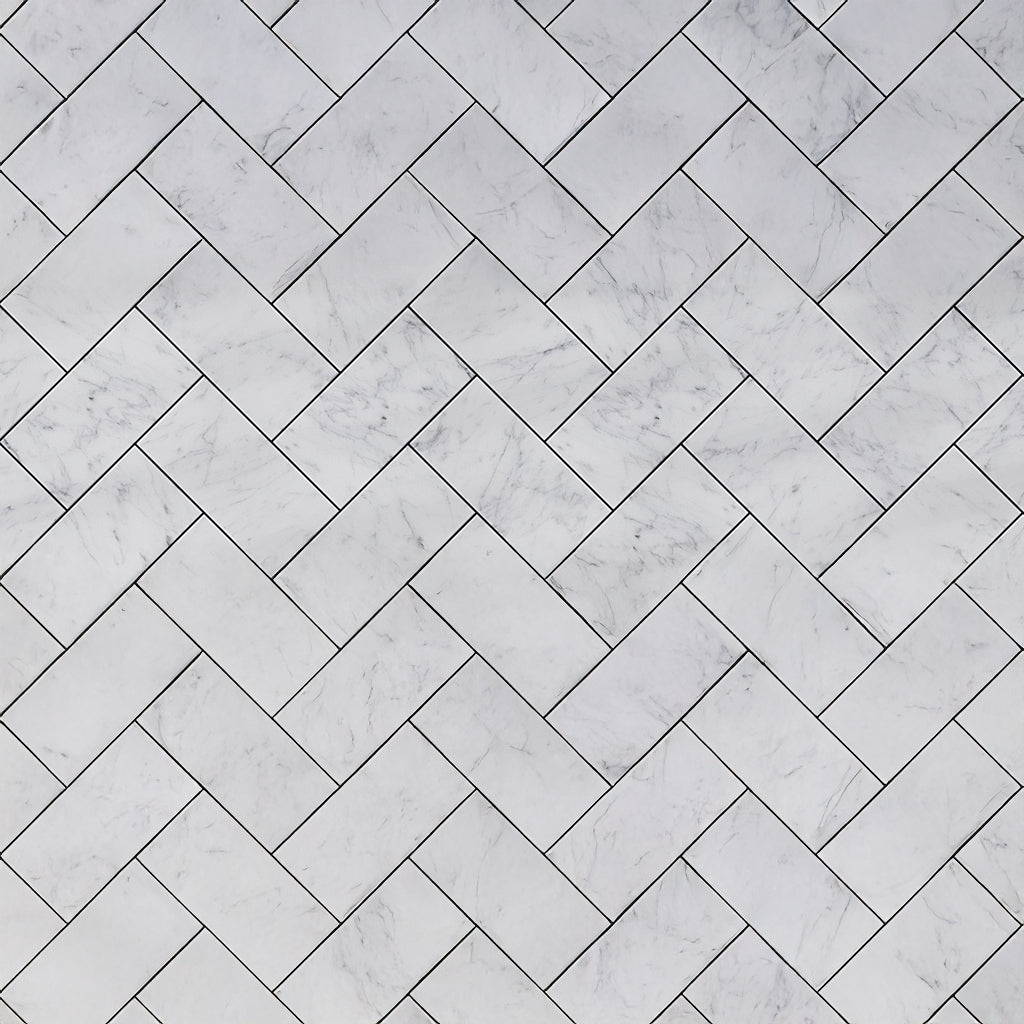 White 3 x 6 Bianco Carrara Marble Honed Subway Tile