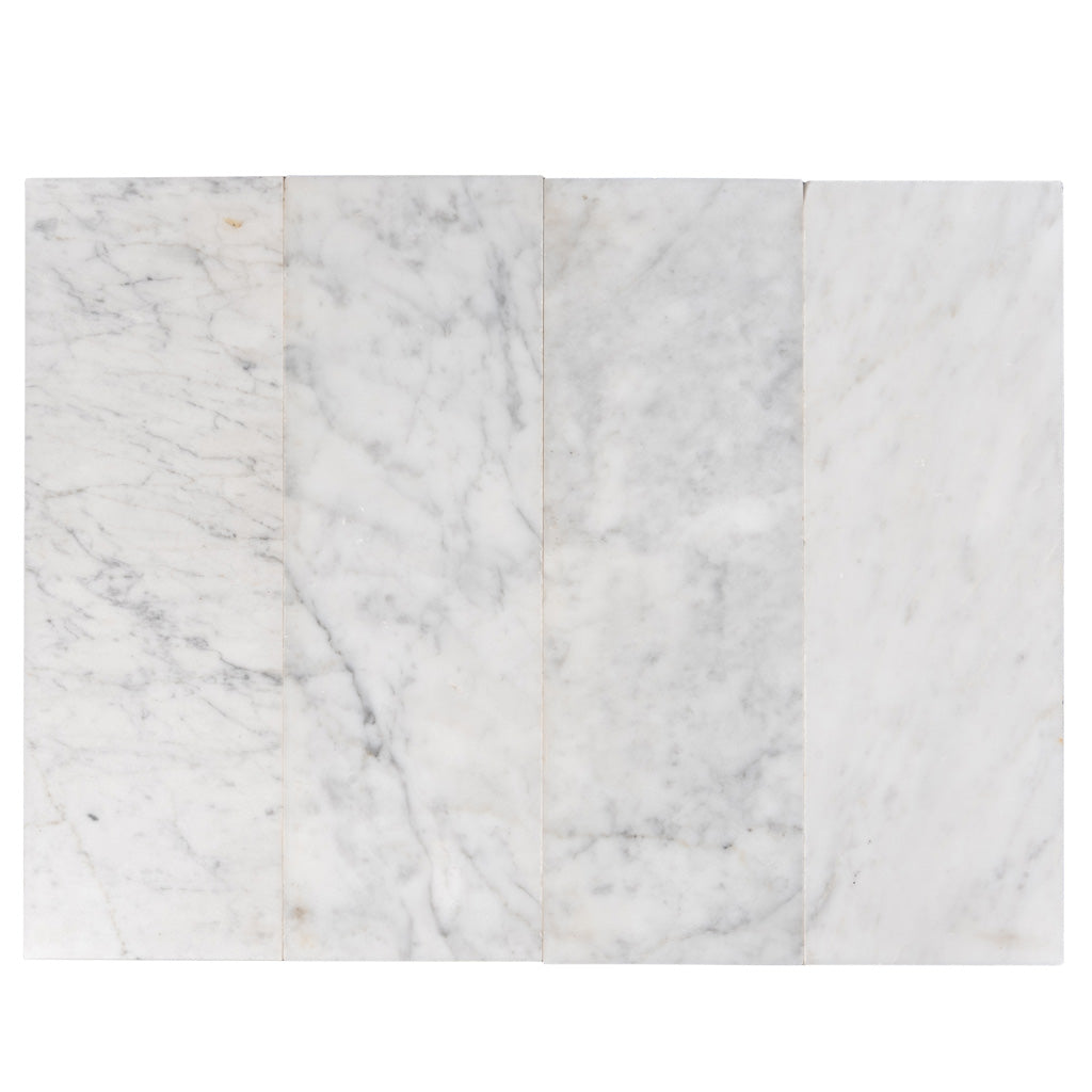 White 4 x 12 Honed Marble Subway Tile