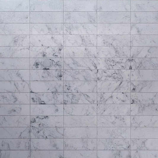 White 4 x 12 Bianco Carrara Marble Polished Subway Tile