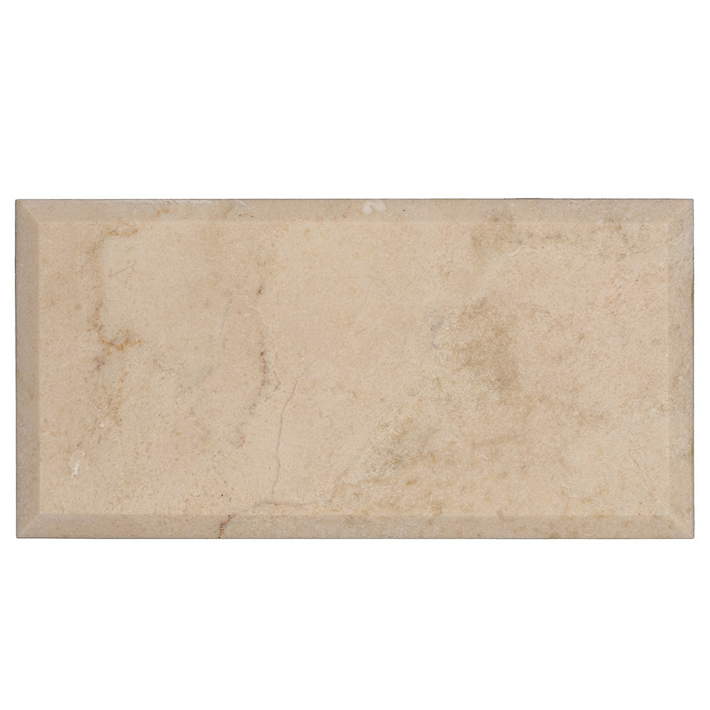 Beige 3 x 6 Polished, Beveled Marble Subway Tile