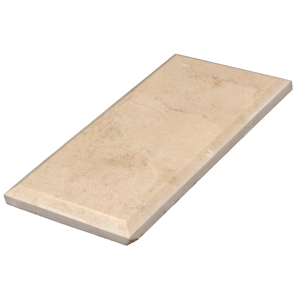 Beige 3 x 6 Polished, Beveled Marble Subway Tile