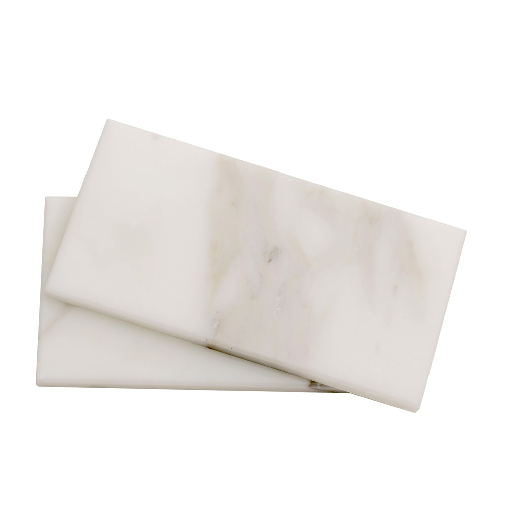 White 3 x 6 Honed Marble Subway Tile