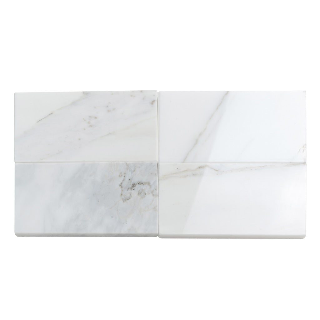 White 3 x 6 Polished Marble Subway Tile