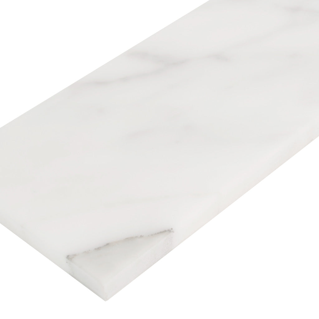 White 4 x 12 Honed Marble Subway Tile