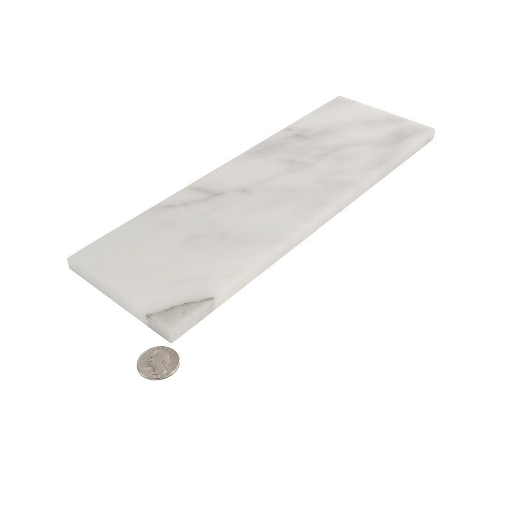 White 4 x 12 Honed Marble Subway Tile