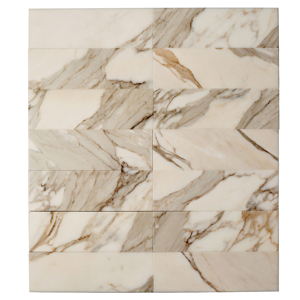 White 4 x 12 Polished Marble Subway Tile