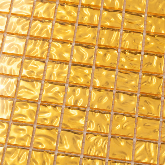 Shimmer Gold 12 x 12 Glossy Glass Mosaic Tile - Sample