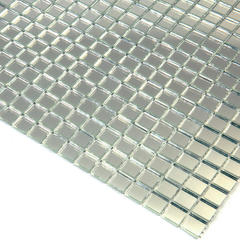 Silver 12 x 12 Glossy Glass Mosaic Tile