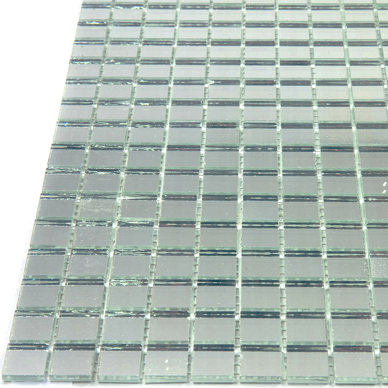 Silver 12 x 12 Glossy Glass Mosaic Tile