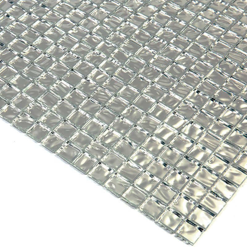 Cloud Silver 12 x 12 Glossy Glass Mosaic Tile