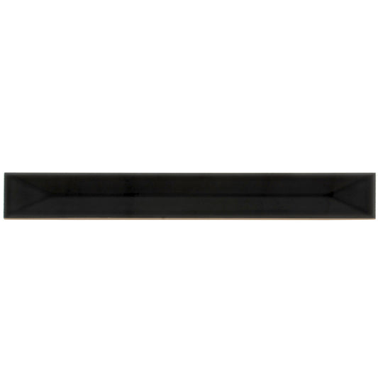 Jet Black 2 x 16 Glossy Ceramic Deco Subway Tile - Sample