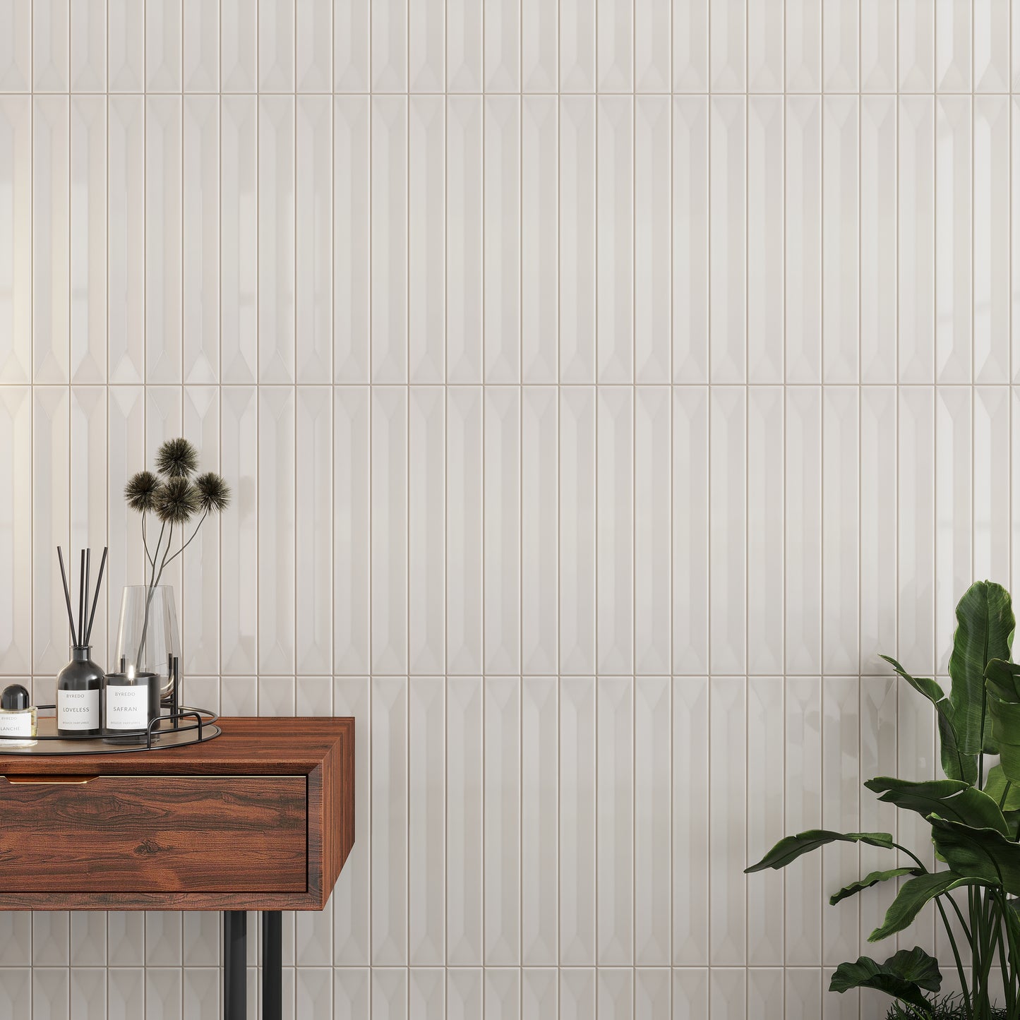 Soft Dove Gray 2 x 16 Glossy Ceramic Deco Subway Tile
