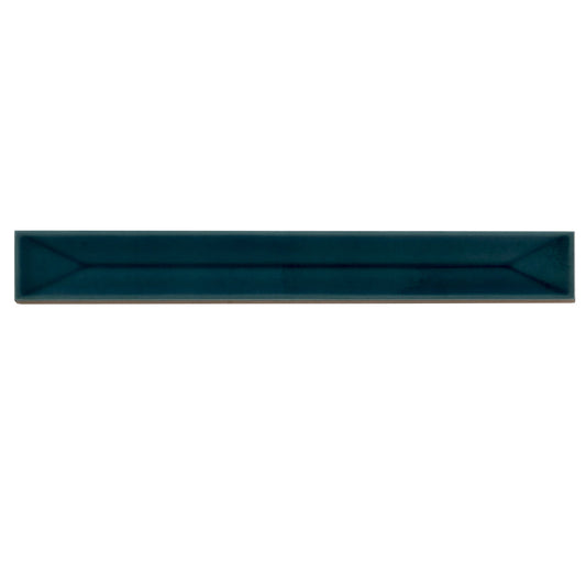 Emerald Petrol Blue 2 x 16 Glossy Ceramic Deco Subway Tile - Sample