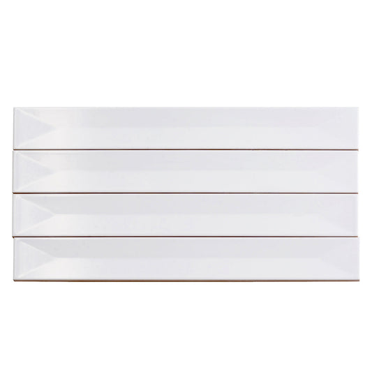 Snow White 2 x 16 Glossy Ceramic Deco Subway Tile - Sample