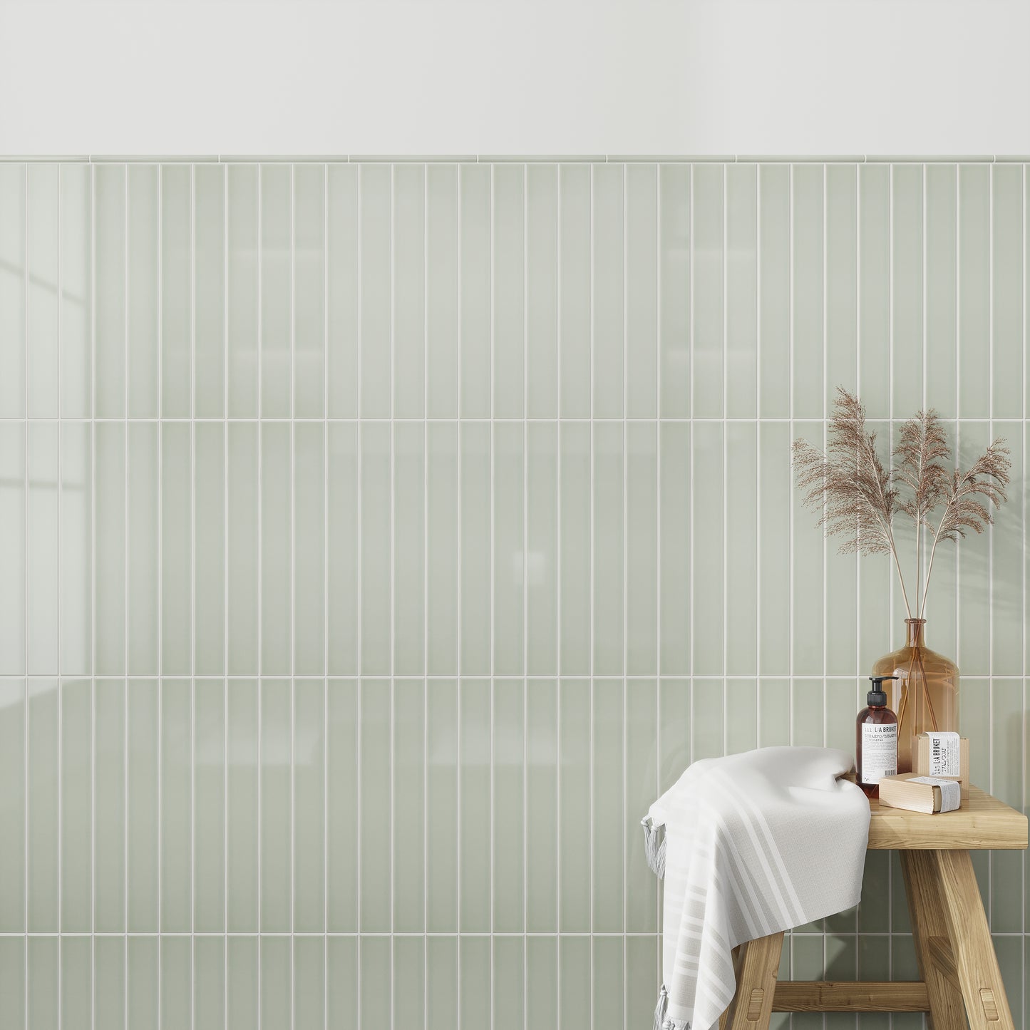 Soft Mint Green 2 x 16 Glossy Ceramic Subway Tile