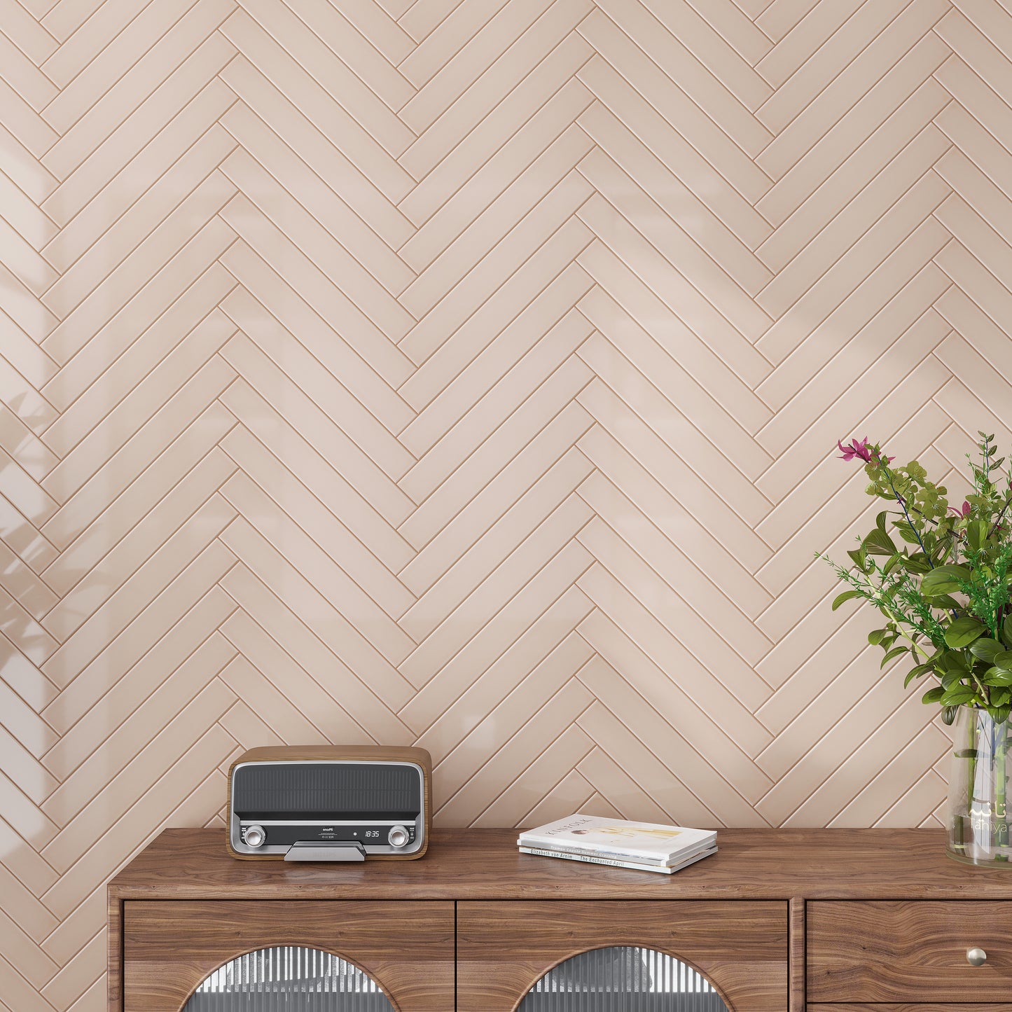 Powder Pink 2 x 16 Glossy Ceramic Subway Tile
