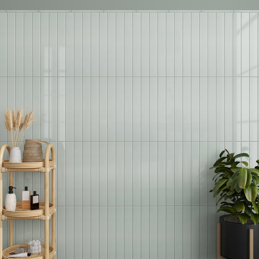 Pastel light Blue 2 x 16 Glossy Ceramic Subway Tile