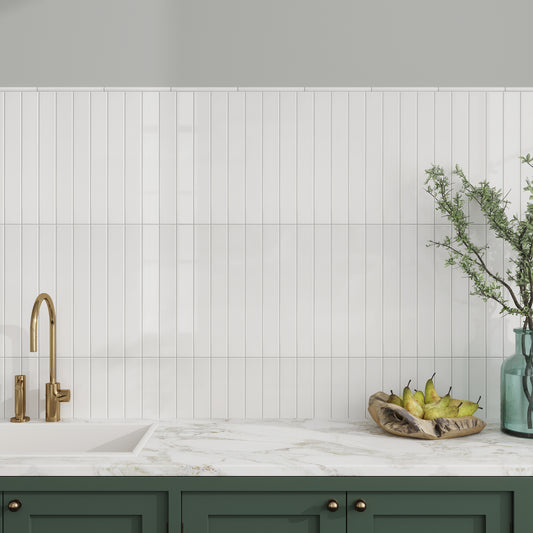 Snow White 2 x 16 Glossy Ceramic Subway Tile