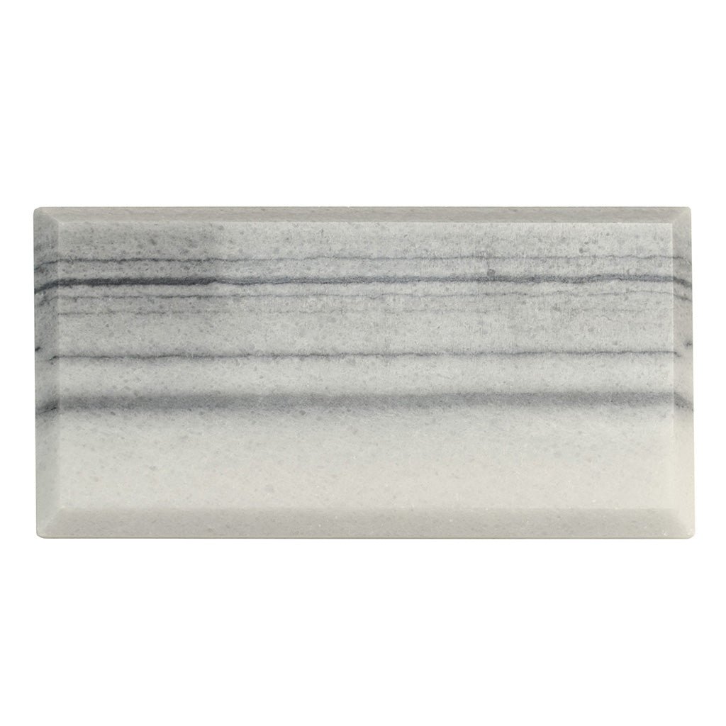 Light Gray 3 x 6 Polished, Beveled Marble Subway Tile