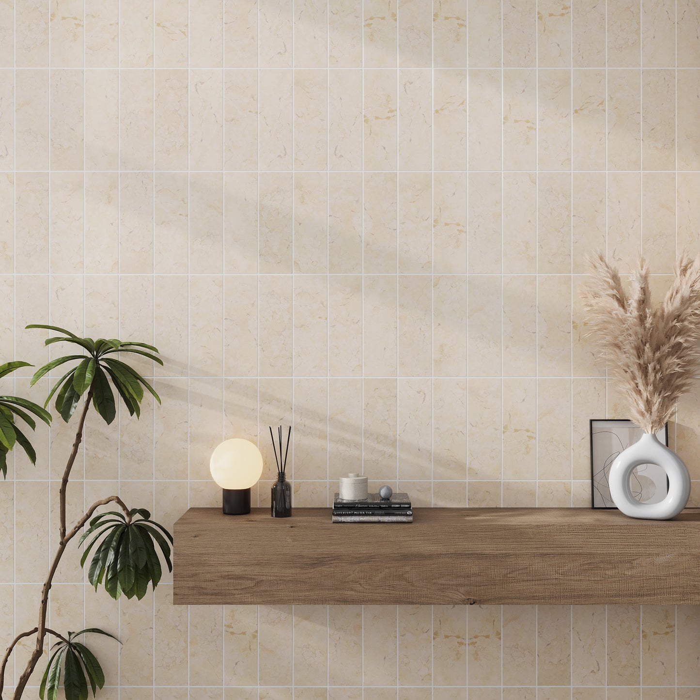 Beige 4 x 12 Polished Crema Marfil Marble Subway Tile