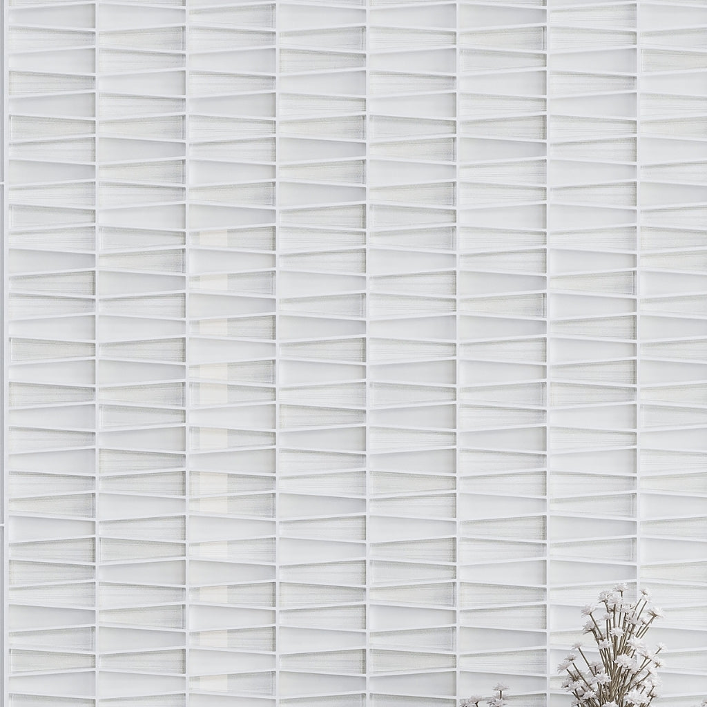 White 12 x 13 Glass Glossy Matte Mosaic Tile