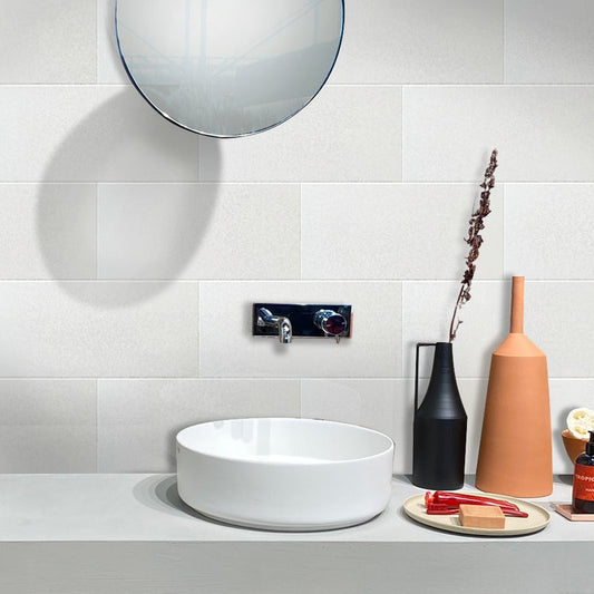 White 12 x 24 Honed Marble Large Tile - Sample