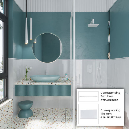 White 0.5 x 12 Polished Marble Pencil Trim - Sample