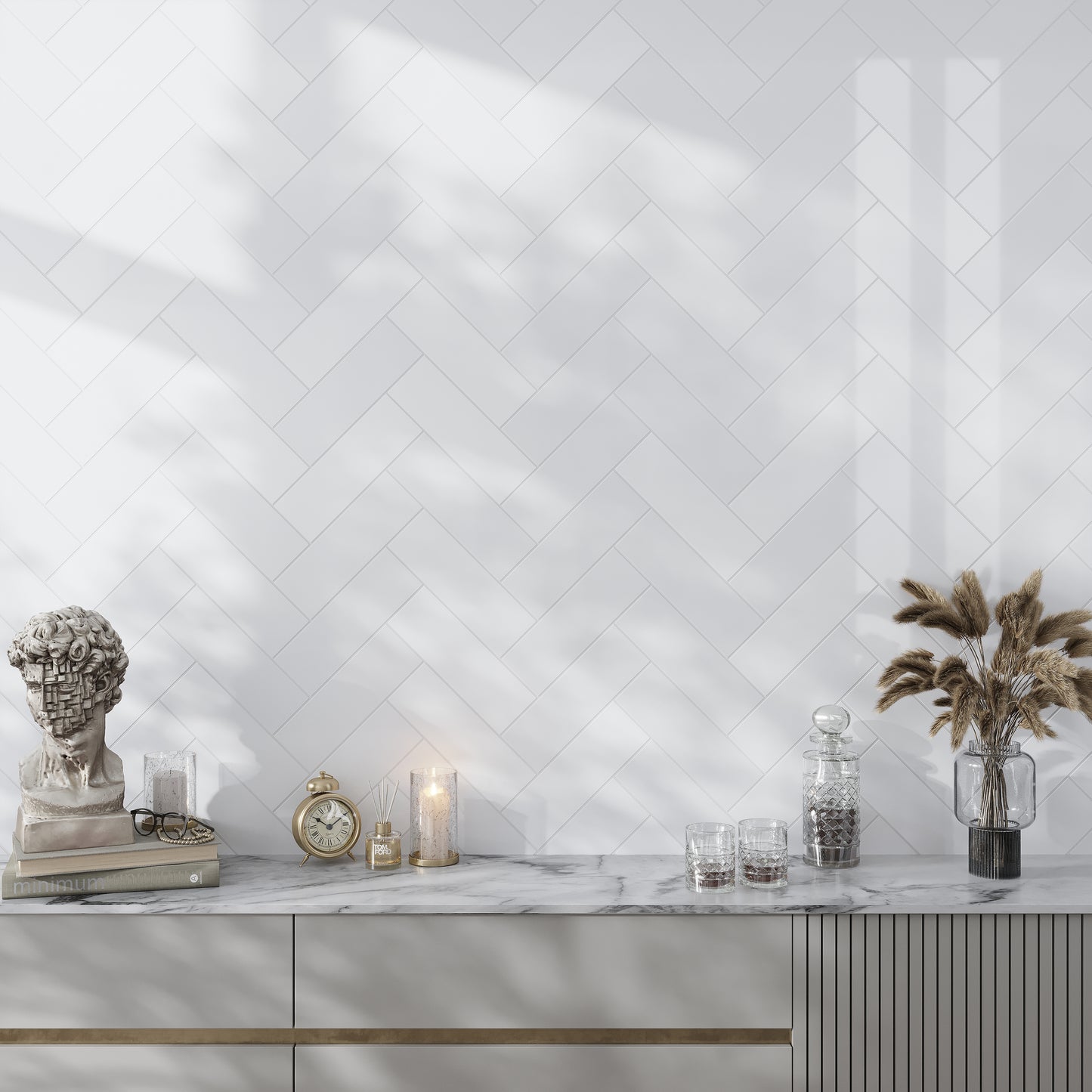 White 4 x 12 Polished Thassos Marble Subway Tile