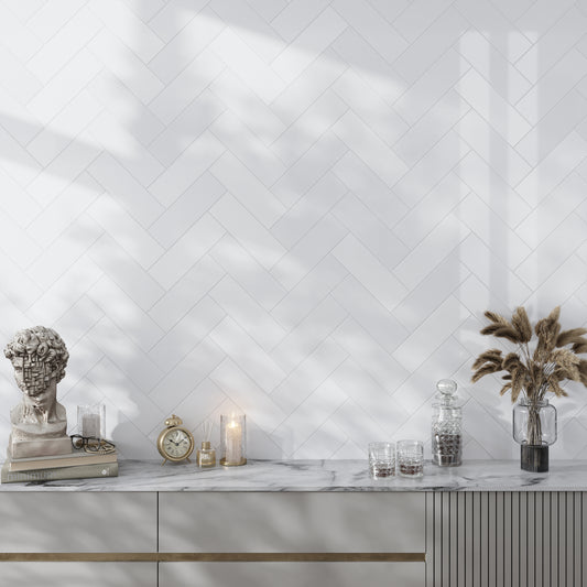 White 4 x 12 Polished Thassos Marble Subway Tile