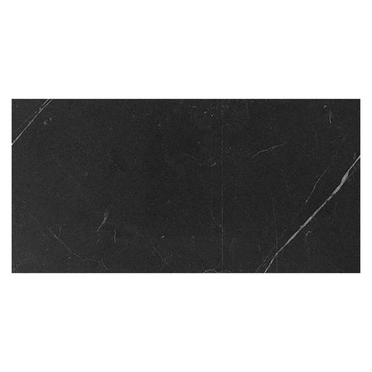 Nero Jet Black with White Veins 12 x 24 Polished Marble Large Tile - Sample