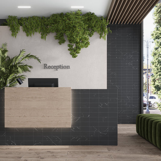 Black 3 x 6 Honed Marble Subway Tile - Sample