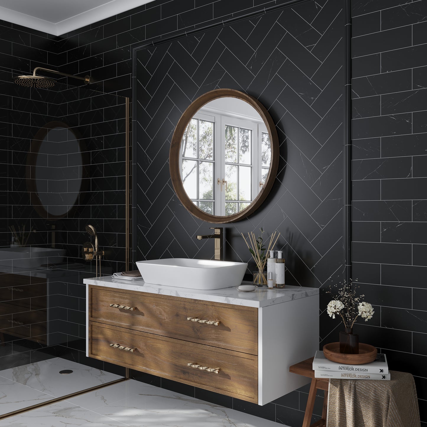 Eastern Black 2 x 12 Marble Honed Chair Rail Trim