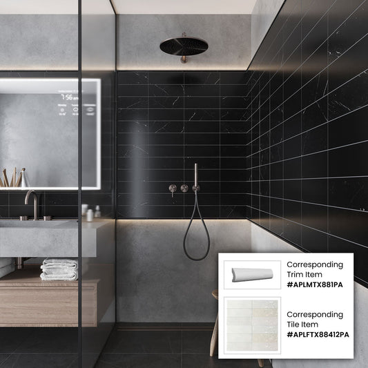 Black 0.5 x 12 Polished Marble Pencil Trim - Sample