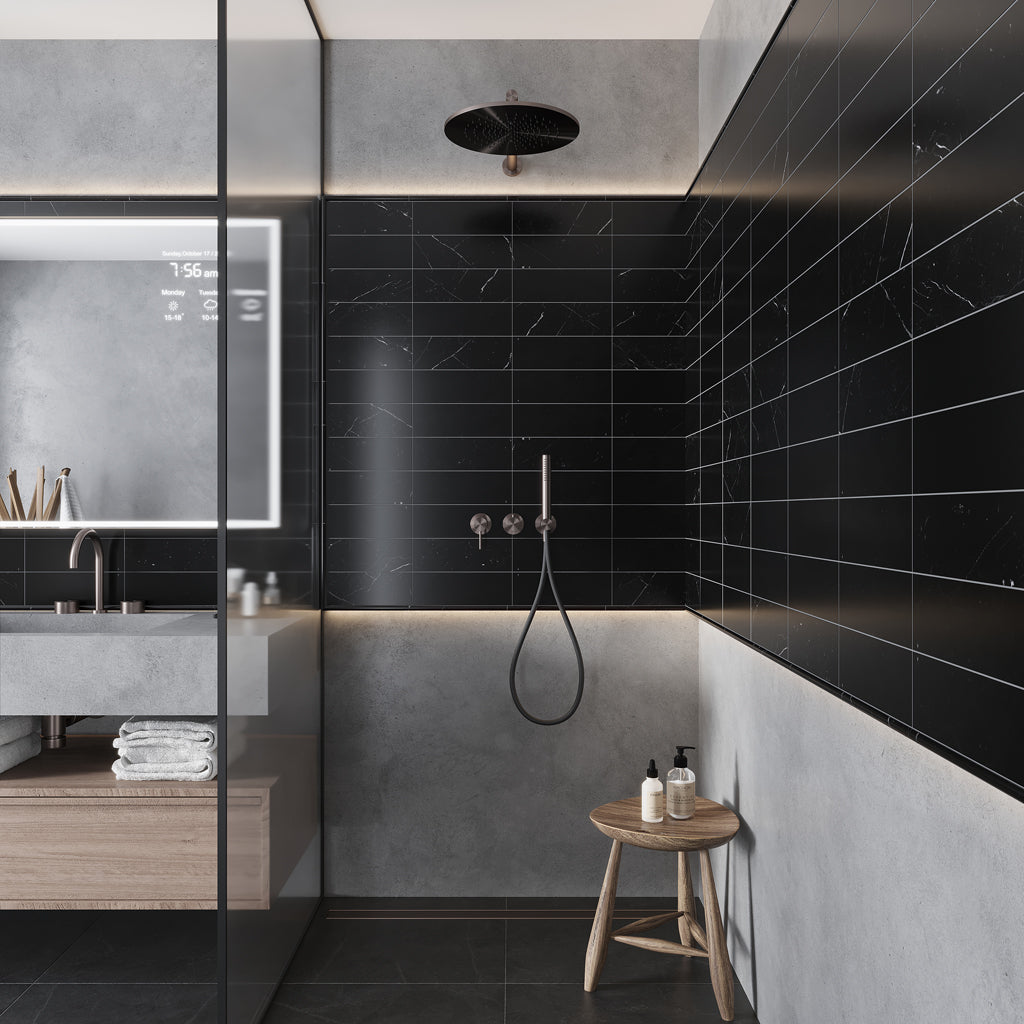 Black 4 x 12 Polished Marble Subway Tile - Sample