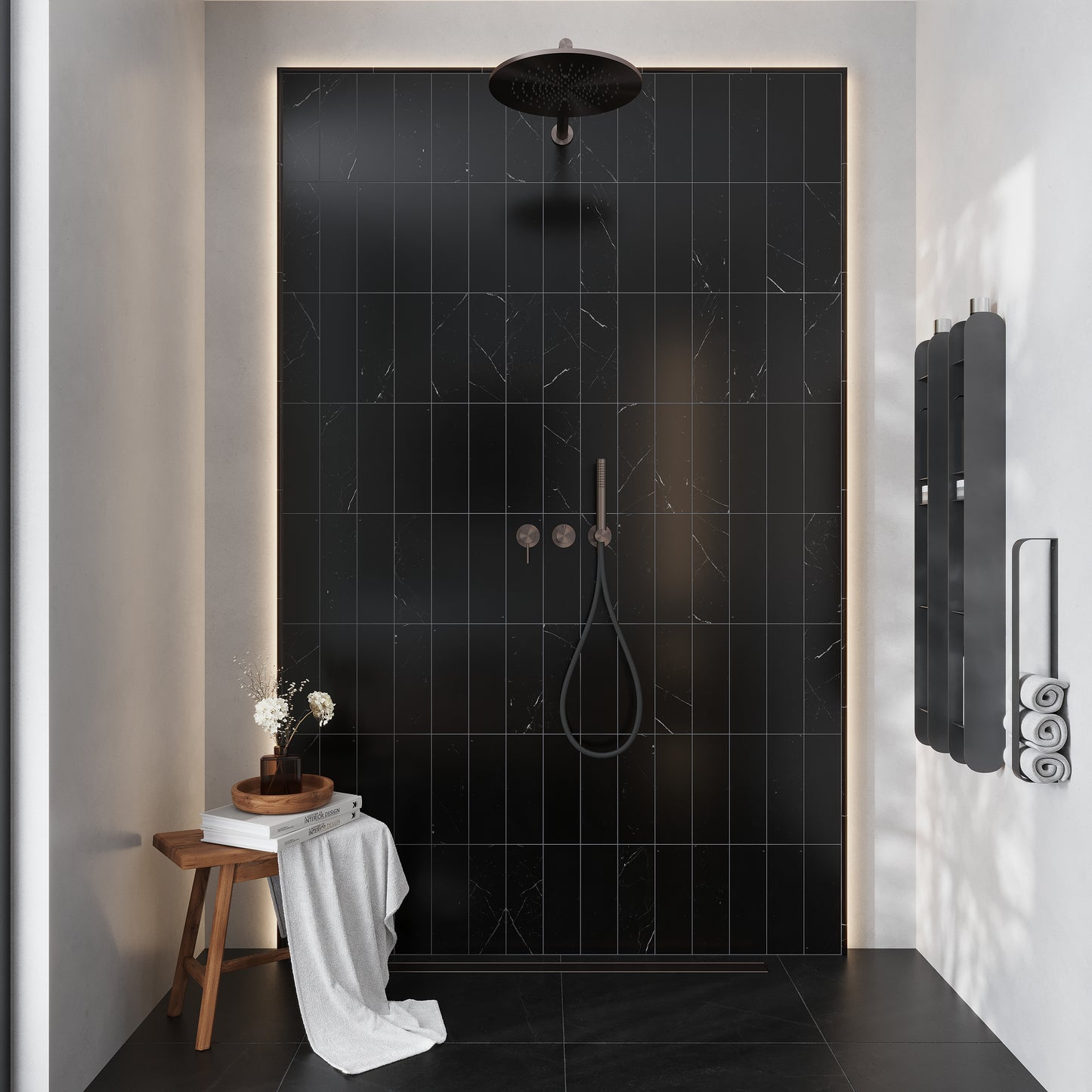 Eastern Black 4 x 12 Polished Marble Subway Tile