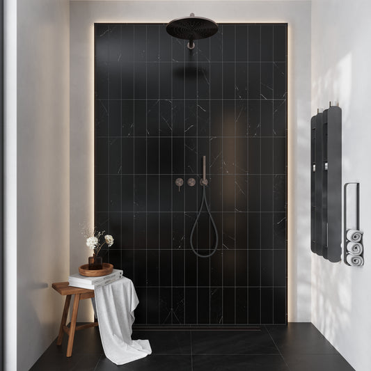 Eastern Black 4 x 12 Polished Marble Subway Tile