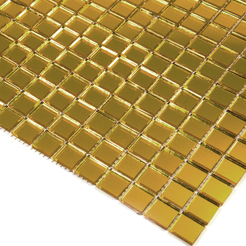 Amber Gold 12 x 12 Glossy Glass Mosaic Tile