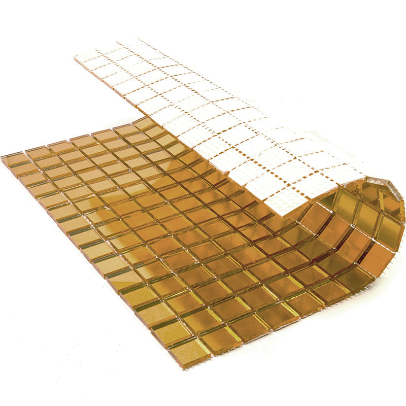 Amber Gold 12 x 12 Glossy Glass Mosaic Tile