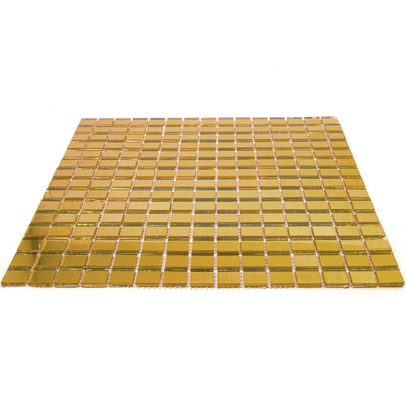 Amber Gold 12 x 12 Glossy Glass Mosaic Tile