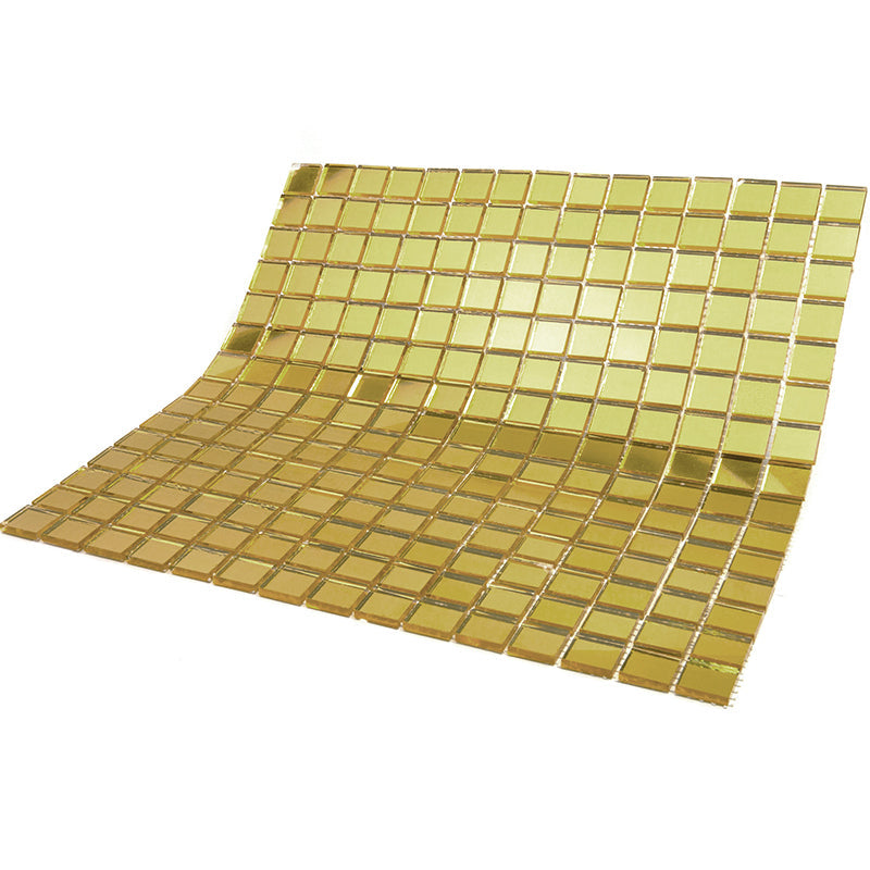 Amber Gold 12 x 12 Glossy Glass Mosaic Tile