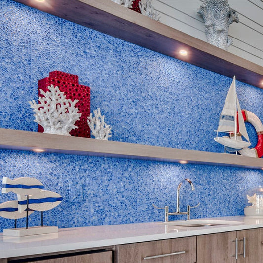 Blue 12 x 12 Glossy Glass Mosaic Tile - Sample