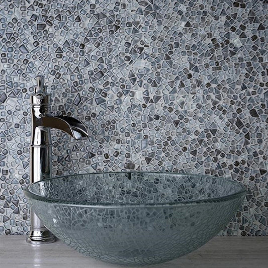 Gray 12 x 12 Glossy Glass Mosaic Tile - Sample