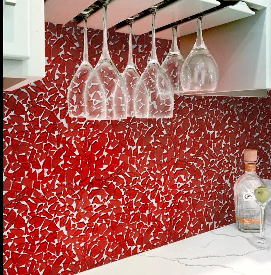 Red 11 x 11 Glossy, Matte Glass Mosaic Tile