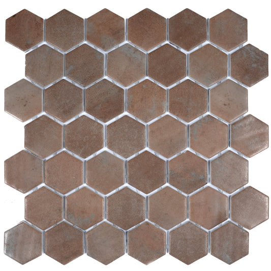 Taupe 12x12 Matte Recycled Glass Hexagon Mosaic Tile